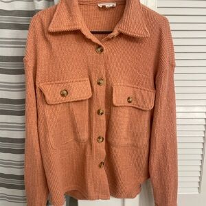 Women's Coral Button-Up Sweater